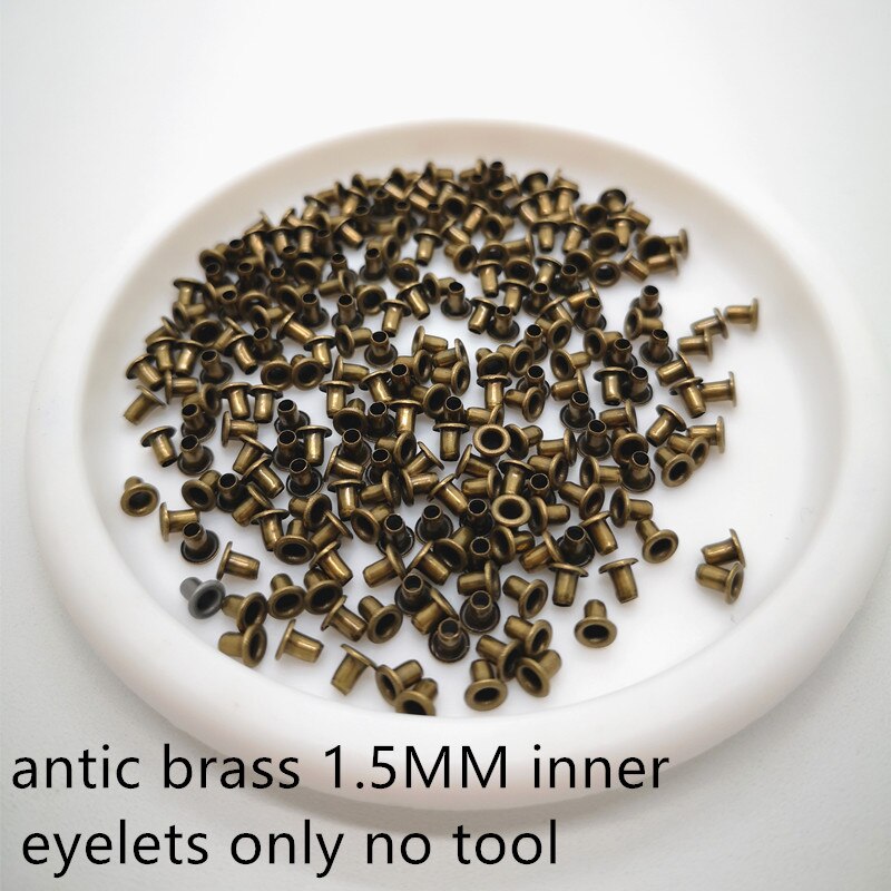 Mini Ösen Niet-Tasche Dekorative Huhn-Eye-Schnalle MINI 400 stücke mit Werkzeug-Kits: 1.5mm antic brass