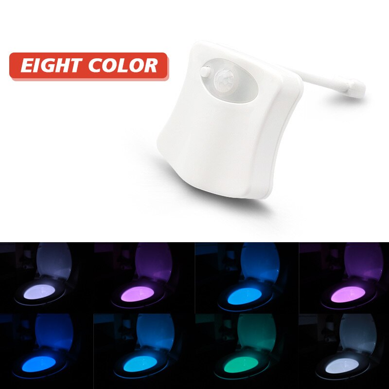 8/16 farben Nacht Leuchtet Batterie Betrieben Luminaria Lampen Wasserdicht Wc Licht PIR Bewegung Sensor Schlecht Lampe LED-hintergrundbeleuchtung: MTD 8-Farbe