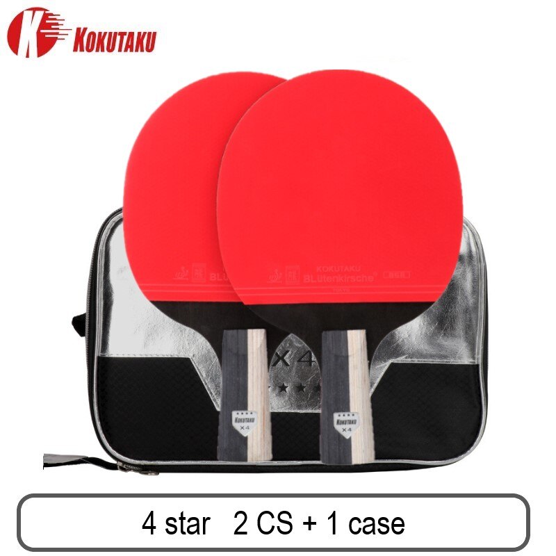 Kokutaku Ittf Professionele 4/5/6 Star Ping Pong Racket Carbon Tafeltennis Racket Bat Paddle Set Puistjes In Rubber met Zak: 4star 2 CS