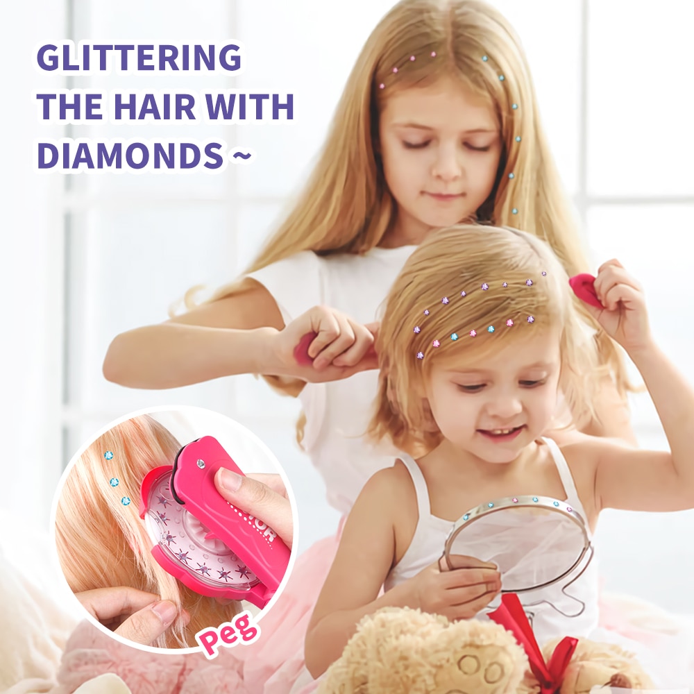 180 Gems Blingers Deluxe Set Girls Toys Pretend Play Jewel Refill Set DIY Girls Hair Styling Tool Diamond Sticker Toys