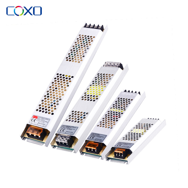 Ultradünnes LED-Netzteil DC 12V 24V Beleuchtungstransformatoren 100W 150W 200W AC180-260V Treiber für LED-Streifenlichter