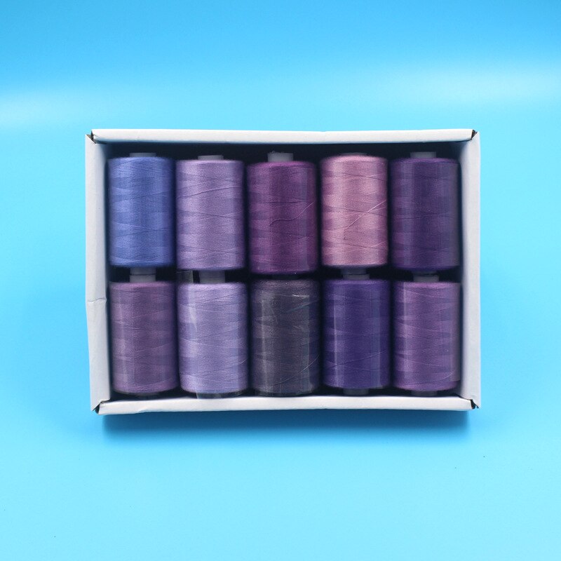 Hilo de coser 402 poliéster, 10 carretes/paquete, 1000 yardas/carrete para máquina de coser, costura a mano, costura multicolor: 06 Purple