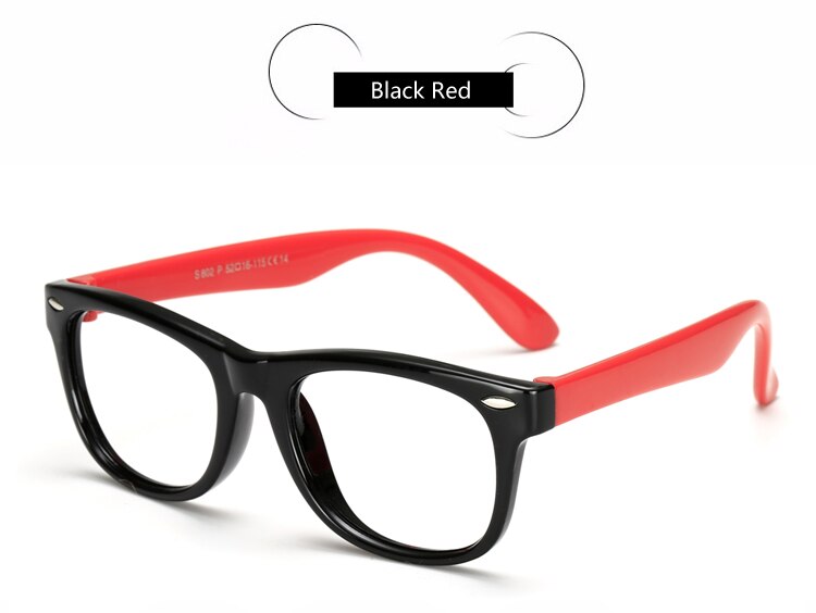 Ralferty-marcos de gafas TR90 para bebé, gafas de seguridad para niño, lentes transparentes, montura óptica Flexible suave para Miopía: Black Red