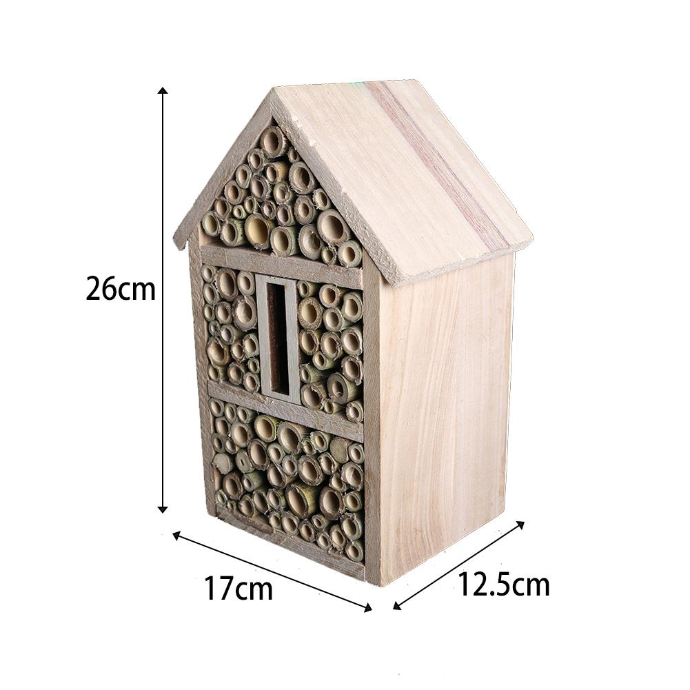 Bee House Bamboo Insect Bee Hive Room Hand-made Crafted Pine Nests Box Garden Decoration On A Post, Tree, Fence, Or Wall