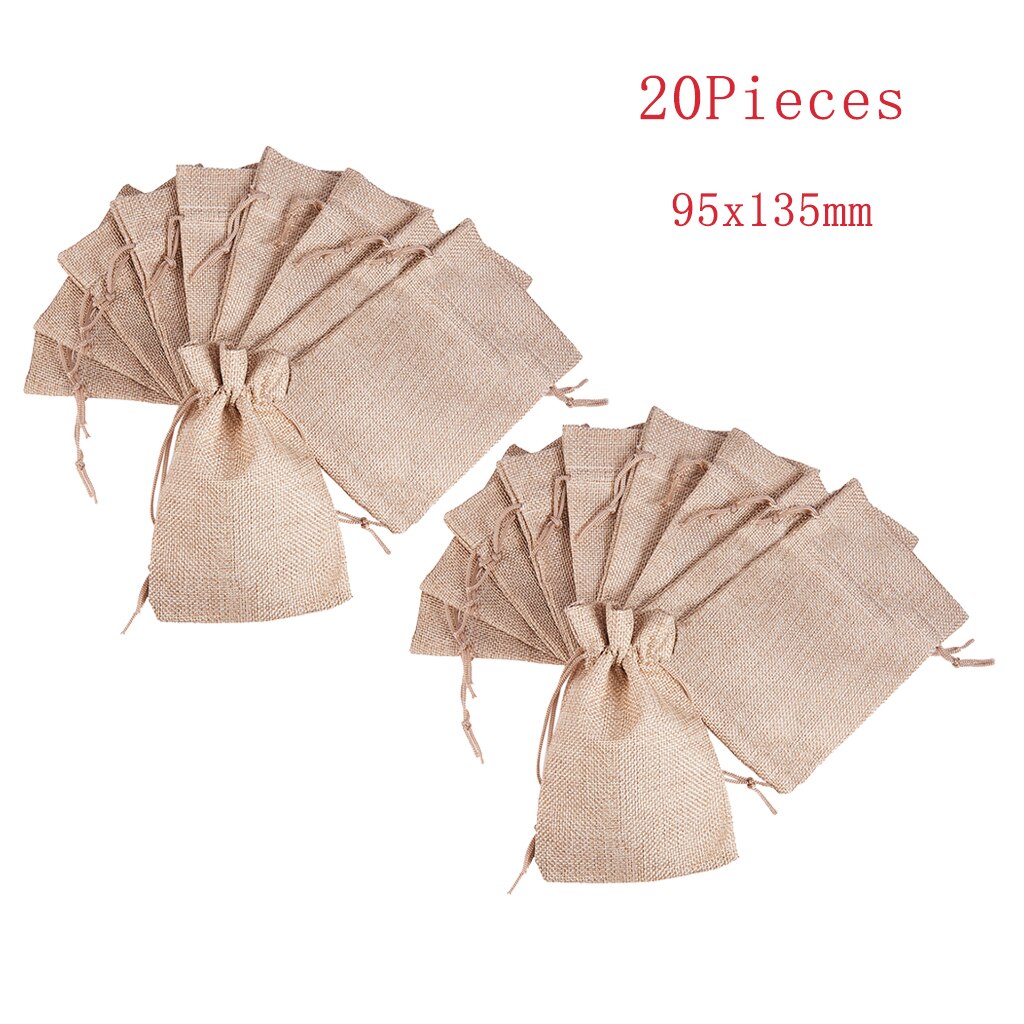 20Pcs Drawstring Bags, Reusable Natural Linen Bags Bulk Bag Jewelry Pouch for Party Wedding Home Storage