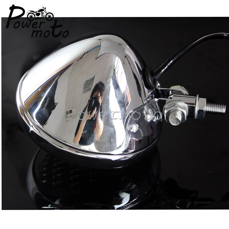 Motorfiets chromen aluminium koplamp 4.5 "  h4 hoog dimlicht koplamp voor tri  xs650 bobber chopper cafe racer