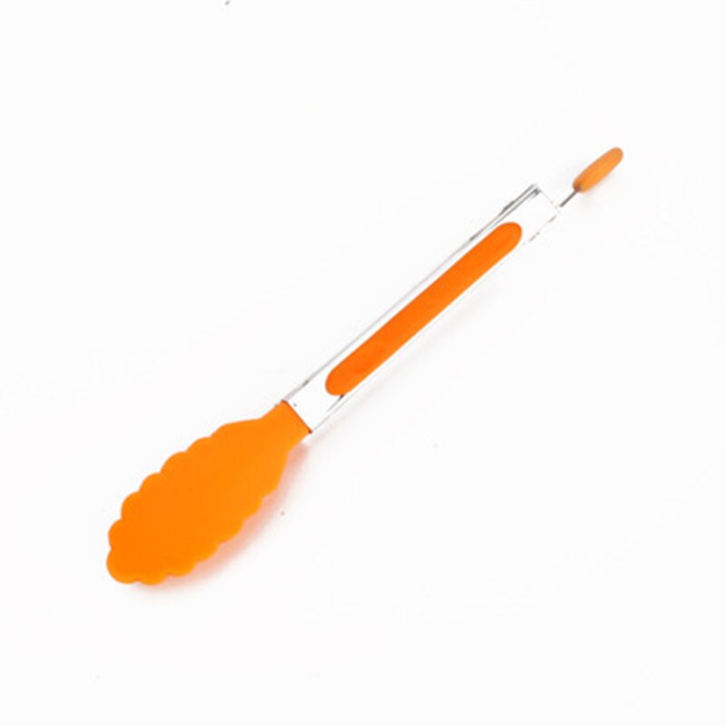 Heat-resistant food tongs non-slip nylon bread tongs barbecue salad bread cooking food serving tongs kitchen tools: Orange