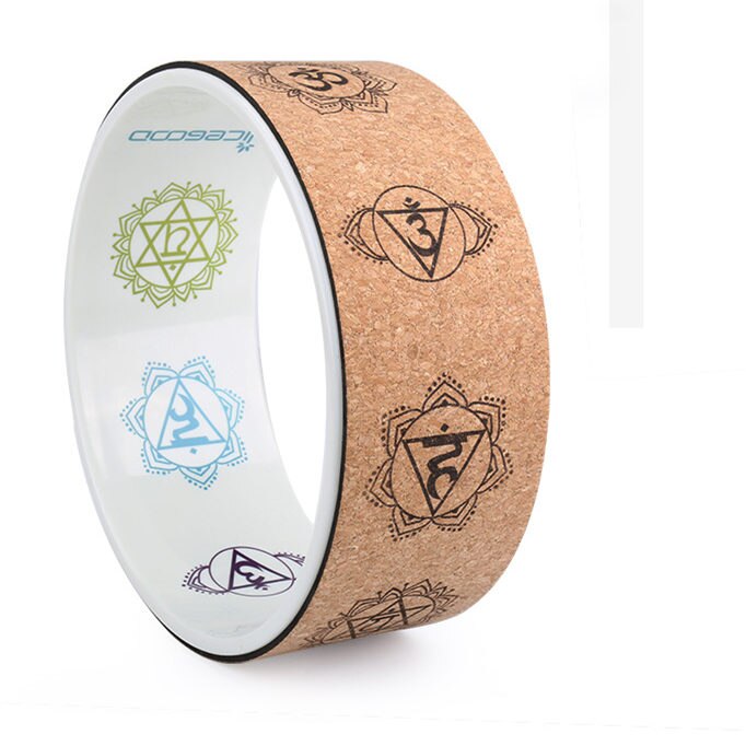 Yoga Wheel - 32cm Diameter - Natural Cork Surface - Rubber ABS Inner Ring - Pilates Fitness