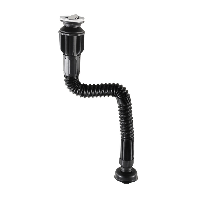 1Pc Kitchen Sewer Drain Pipe Flexible Retractable Bathroom Sink Plumbing For Home Wash Basin Downcomer Plumbing Accessories: 1Pc Black