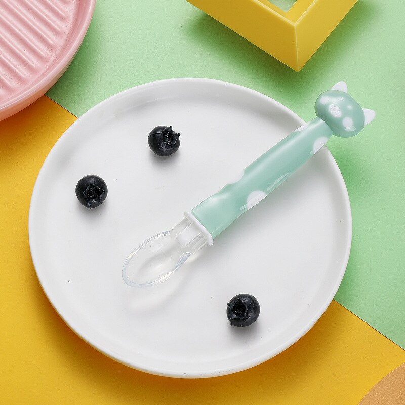 SMGSLIB – cuillère en Silicone sans BPA pour bébé, vaisselle pour enfants, alimentation solide: green