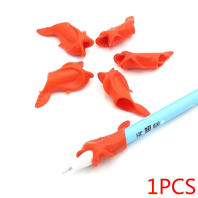 1Pcs Treno Disegno Del Silicone Del Giocattolo Delfino Pesce Tenere Matita La Creatività dei bambini Bambini Studenti Matita di Scrittura Proteggere Dito Giocattolo: Rosso