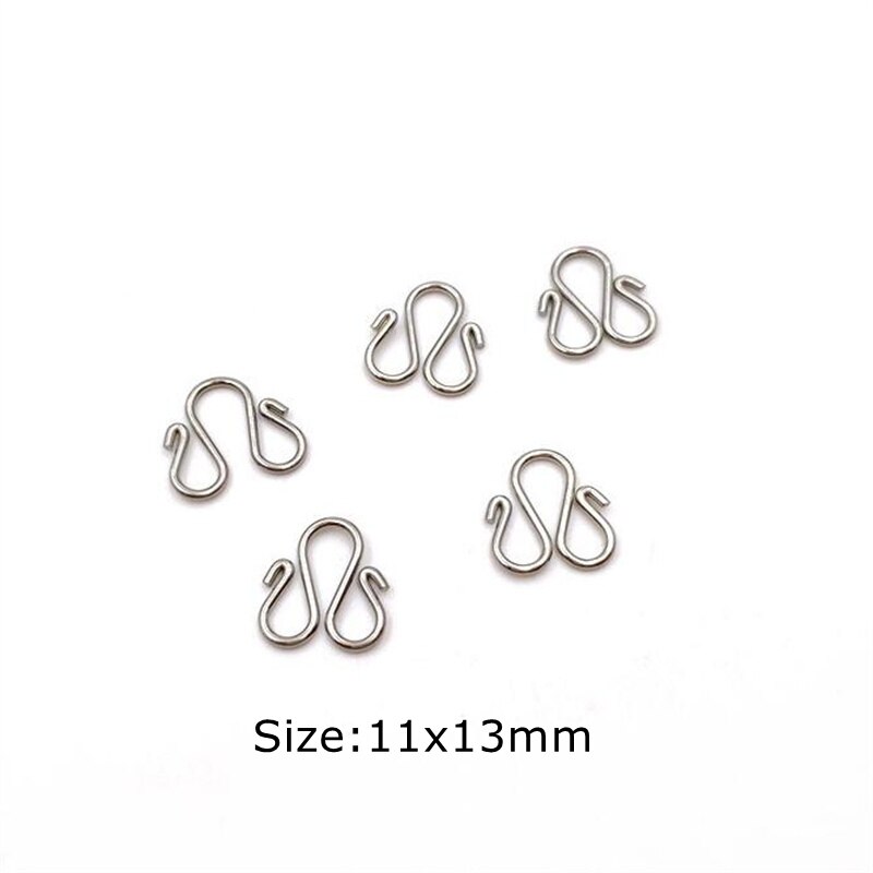 20 sztuk ze stali nierdzewnej S W kształt naszyjnik Diy zapięcie haki 13x7mm 11X13mm złoty kolor koniec zapięcie na bransoletkę tworzenia biżuterii znalezienie: Silver 11x13mm