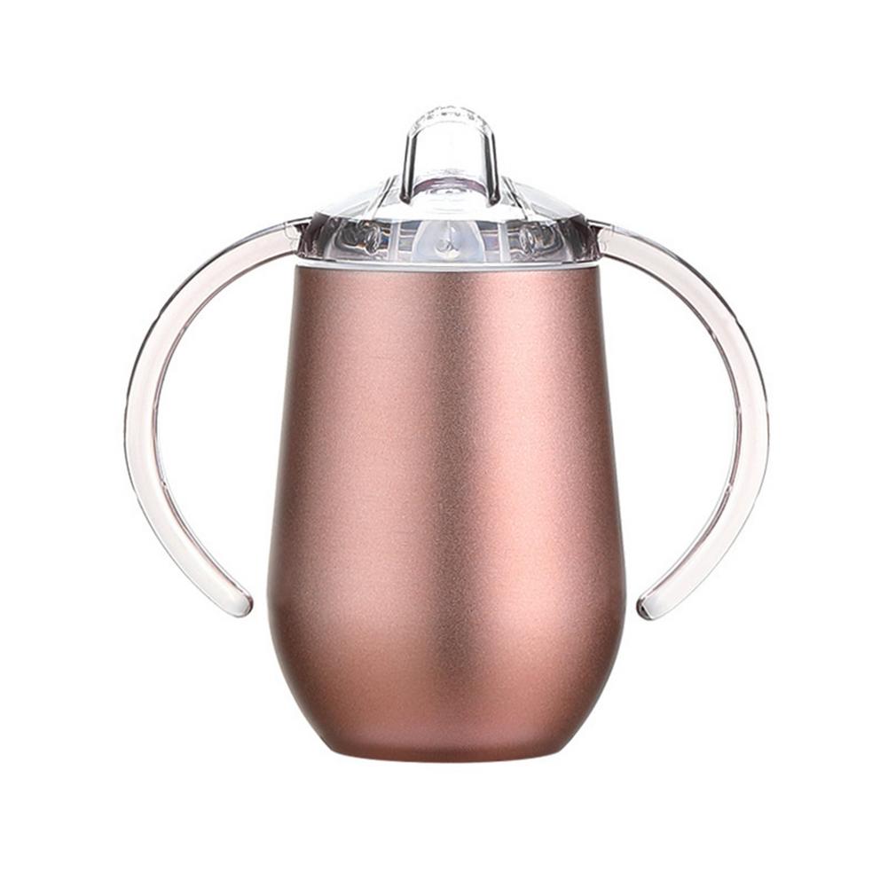 Taza de succión de doble Mango para niños, taza de agua, Taza Termo para bebés con asa, taza aislante de vacío Doble: Gold