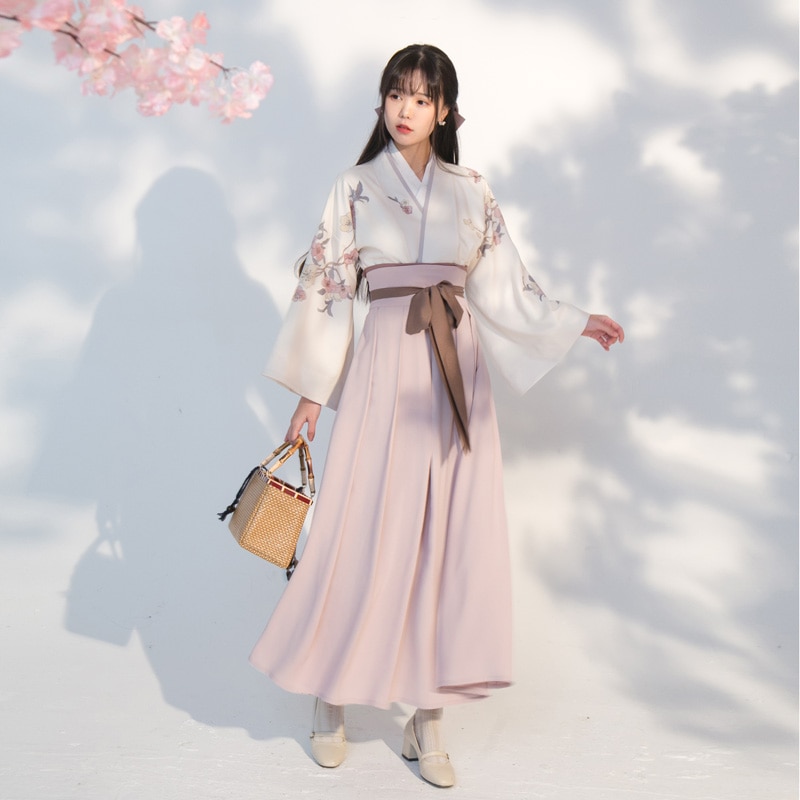 Kimono de manga larga para mujer, vestido tradicional coreano, Yukata, Hanbok, Hanfu estampado, algodón