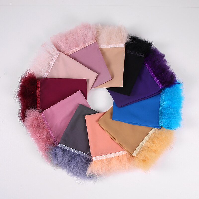 Veren chiffon sjaal hijab dons bubbelsjaal luxe populaire kwastjessjaals sjaal moslim sjaal 170 x 75cm