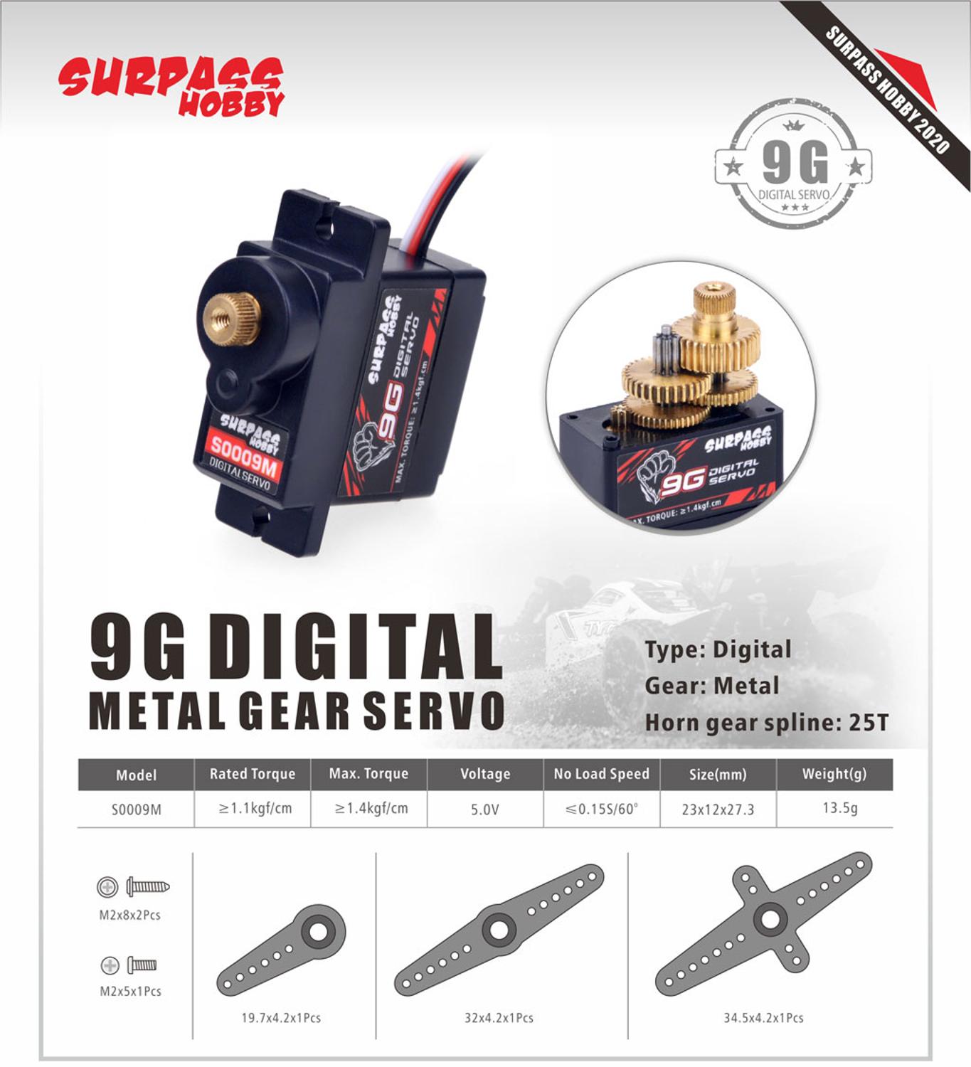 SURPASS Hobby Servo digitale 9G 17G 25G 6KG 9KG 15KG 20kg Servo ingranaggi in metallo per 1/8 1/10 RC auto barca condotto aereo aereo Robot