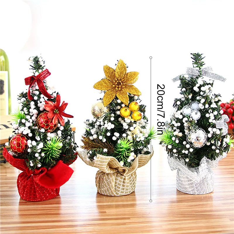 20cm Mini Christmas Tree Table Top Christmas Tree Small Desk Xmas Tree Party Decorated Tree For Home Office Christmas Ornament