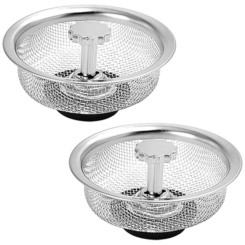 Kitchen Sink Drain Strainer, Basket Catcher Strainer, 3.3 Inch Diameter Stainless Steel Sifter Strainer 2 Pack: Default Title