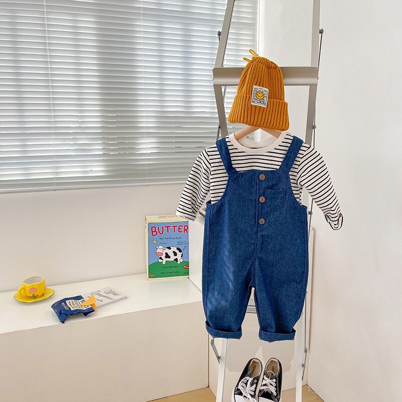 2022 Spring New Baby Denim Overalls Fashion Children Suspender Trousers Baby Boy Girl Clothes Cotton Pants 0-24M