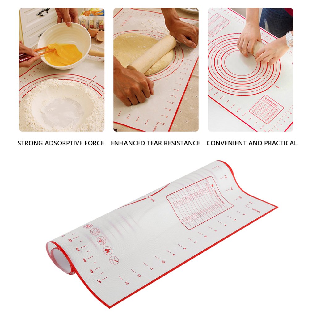 60*40cm bord silikone bagemåtter dej rullende og skæreunderlag pizza dej fondant kage wienerbrød værktøjer