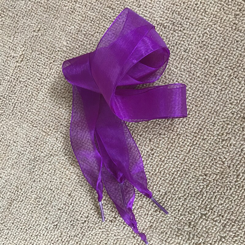 Zapatos deportivos con cinta de Organza para mujer, zapatillas planas con lazo, Cordones informales, 140cm: Deep purple