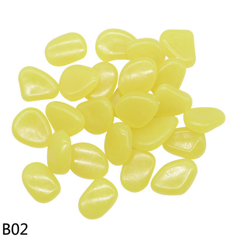 25/50pcs Resin Glow In The Dark Stones Glow Rocks DIY Walkway Home Garden Decoration Garden Pebbles Glow Stones Luminous Stones: 50pcs / B02-yellow glow rock