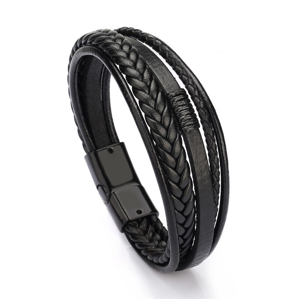 Bracciali da uomo In pelle intrecciata bracciale Heren In colore marrone nero con bracciale magnetico elegante per uomo braccialetto con ciondolo regalo: KR1084-4