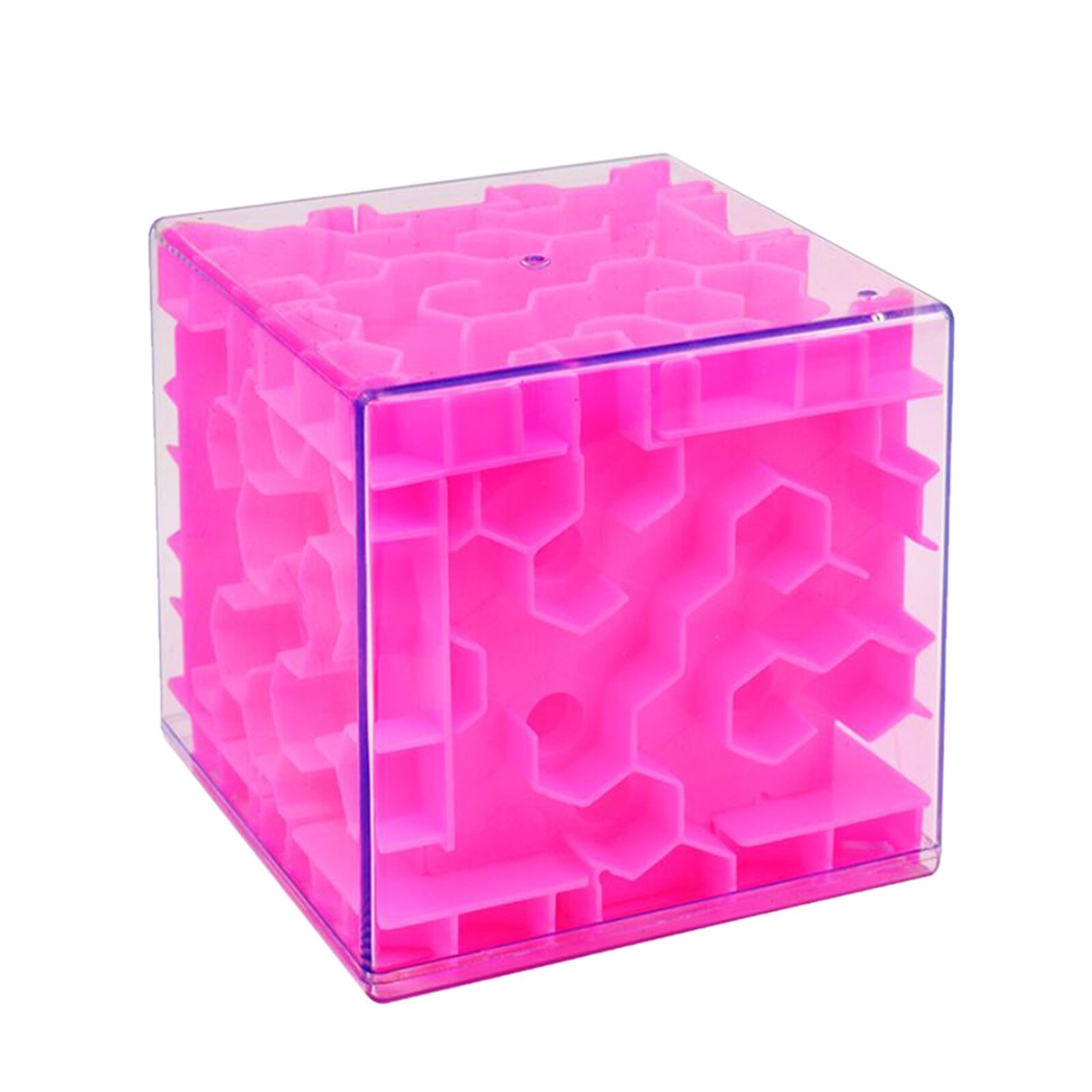 3D Doolhof Magische Kubus Transparant Zeszijdige Puzzel Speed Cube Rollende Bal Game Cubos Doolhof Speelgoed Voor Volwassenen Kinderen educatief Speelgoed: Roze