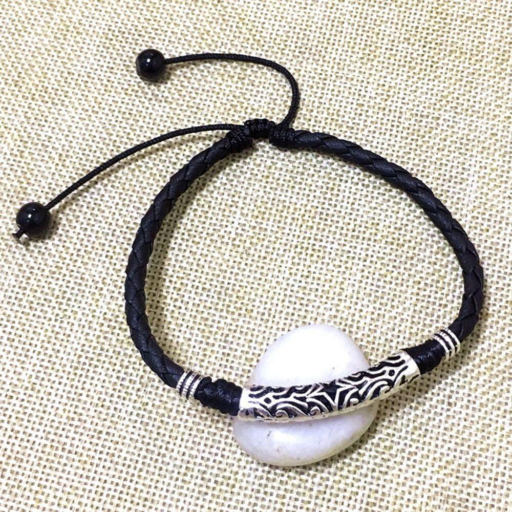 Mens Frauen Paar Leder Seil Fußkettchen Knöchel-Armbinde Barfuß Sandale Strand Fuß Kette Knöchel Ornamente Füße Schmuck: Schwarz