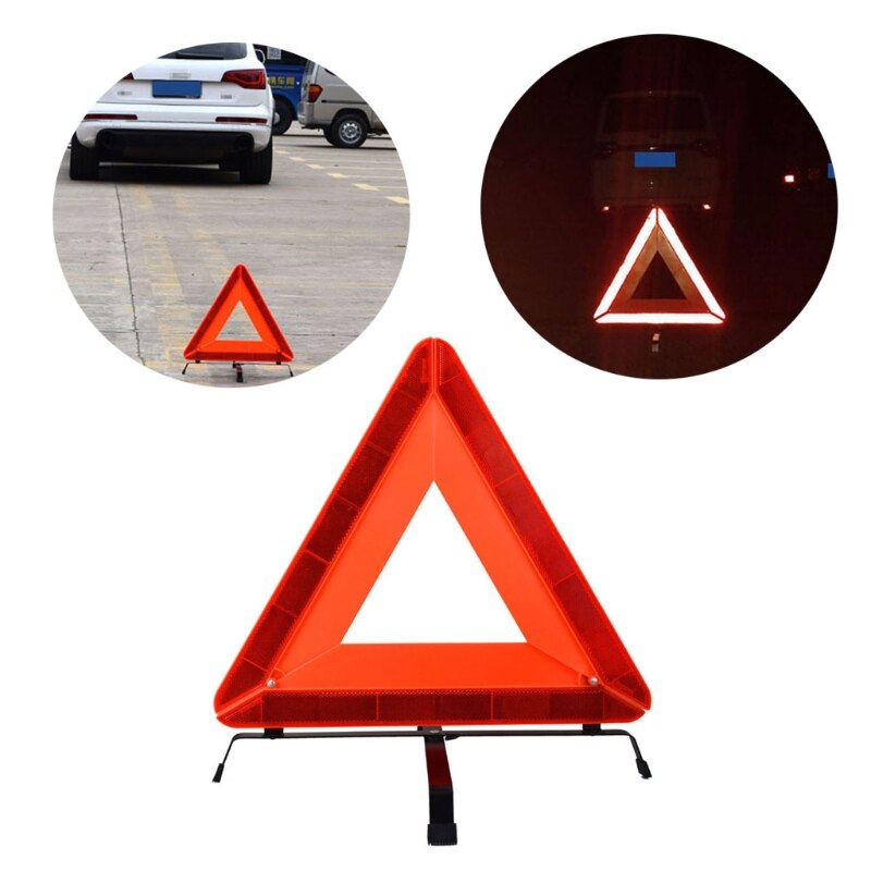Car Triangle Warning Sign Foldable Reflective Tripod Red Safety Warning Triangle Car Accessories for Roadside Breakdown