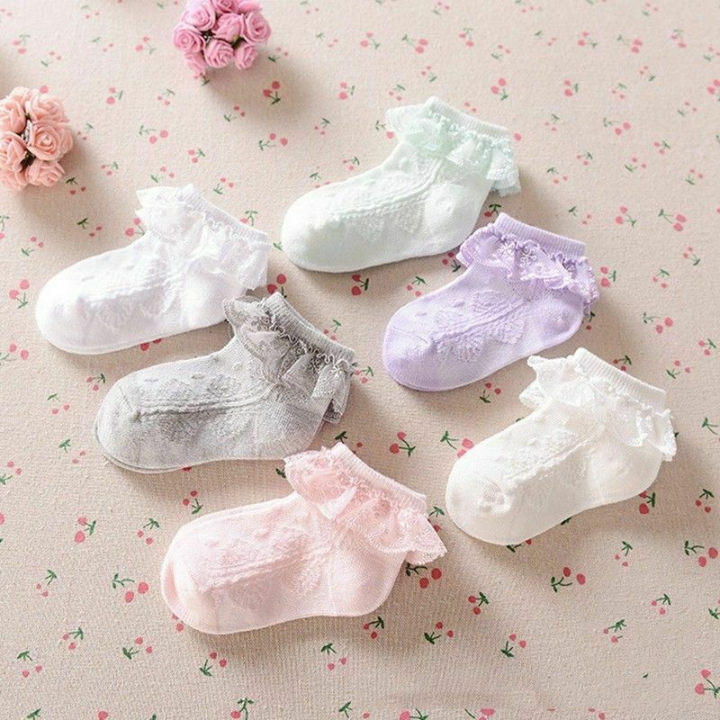 Kid Meisje Schattige Kant Ruche Sokken Peuter Baby Meisjes Lace Ruffle Stroken Enkelsokken Prinses Anti Slip Tutu sokken