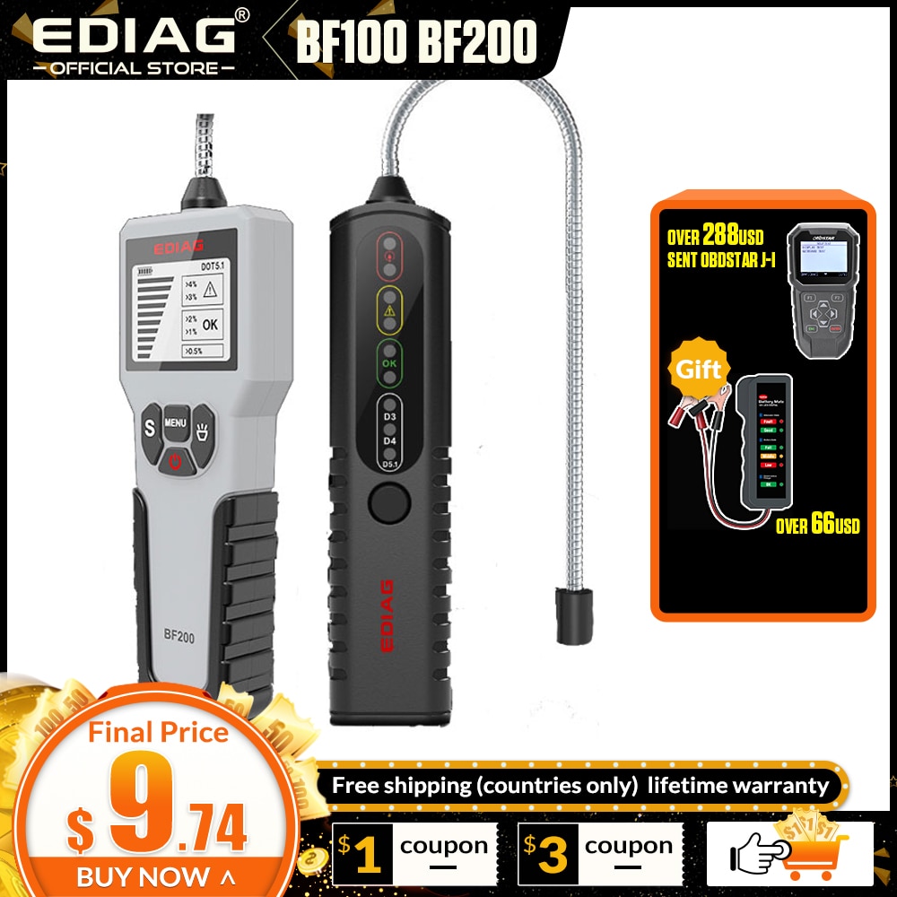 EDiag Brake Fluid Tester pen BF100 LED for DOT3/DOT4/DOT5.1 brake oil tester Accurate brake Oil Check BF200 PK DY23/23B