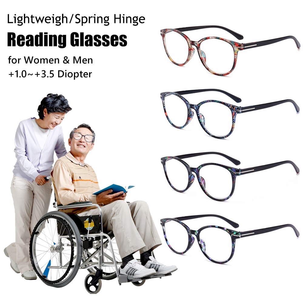 Vintage leesbrillen kattenoog presbyopie brillen dames heren ronde bloemenmontuur brillen oogzorg brillen  +1.0 ~ +3.5