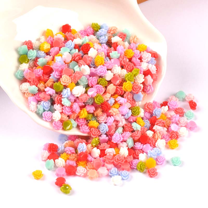 100 Stuks 6Mm Gemengde Mini Plaksteen Hars Bloem Cabochons Versieringen Scrapbooking Craft Diy Nail Decoratie Cp3149: 4