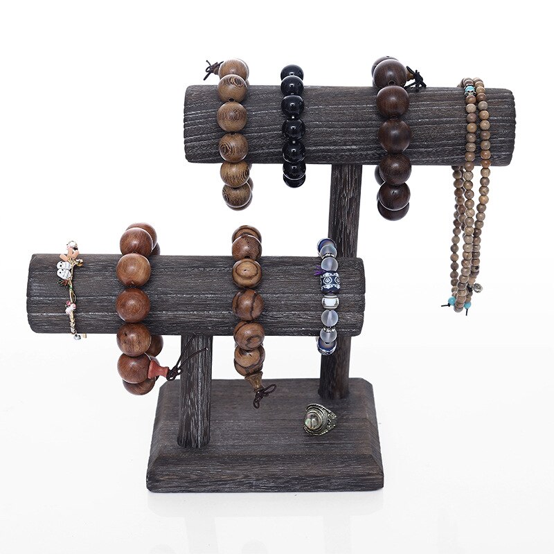 Lightweight Wood Jewelry Display Stand - Necklace Bracelet Holder Organizer for Display
