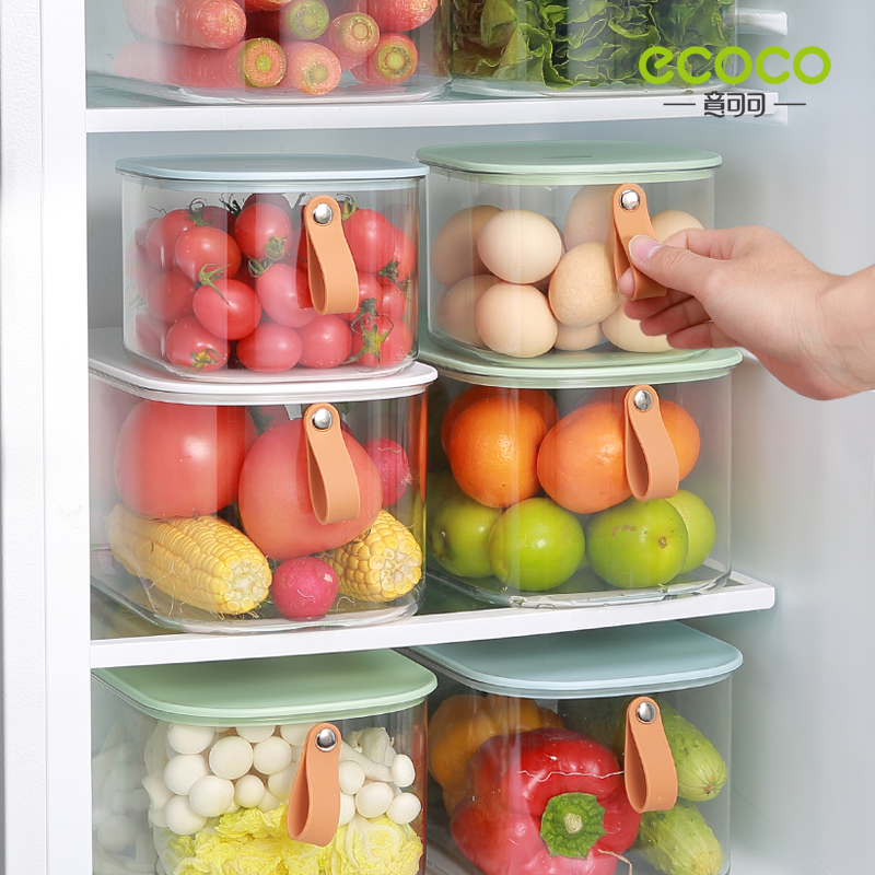 ECOCO Refrigerator Food Storage Containers with Lids Transparent Large Capacity Plastic Seal Tank Separate Vegetable Fresh Box