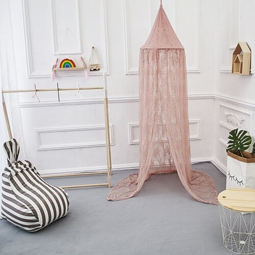Moustiquaire en dentelle dôme pour enfants | Moustiquaire, style nordique, , pour enfants, abri princesse pour bébés, Valance, lit rond, auvent, décoration de tente: Pink