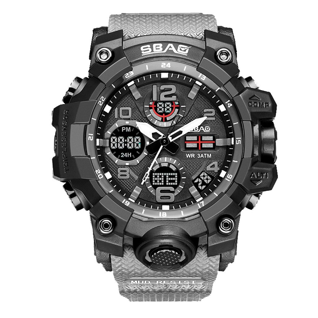 Sbao-relojes deportivos para hombre, pulsera electrónica Digital Led de cuarzo Tpu