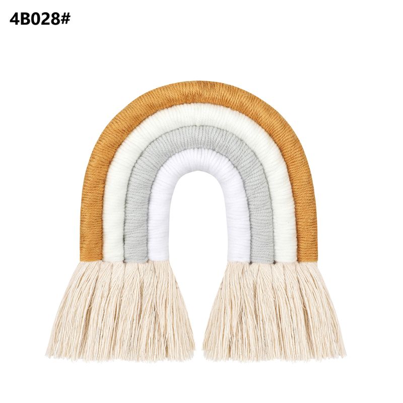 4 lager macrame regnbåge väggdekor för sovrum barnkammare baby barn rum färgglada gobeläng rep vävd tofs vägghängande leksaker: 28