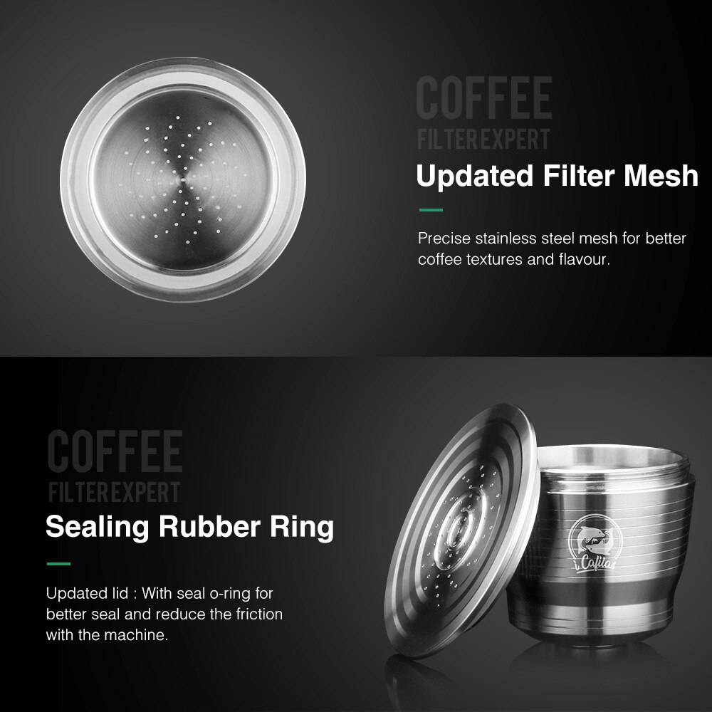 Stainless Metal Reusable For Nespresso Capsule With Press Coffee Grinds Stainless Tamper Espresso Maker Basket Coffee Tools