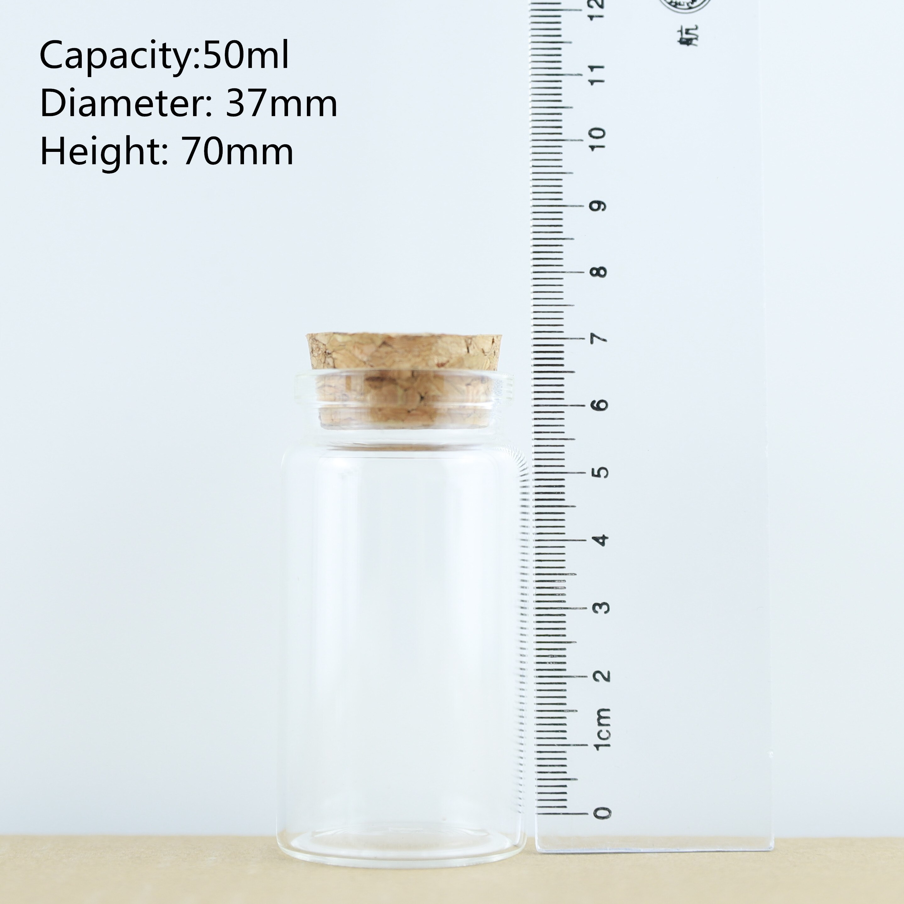 24 Stks/partij Diy Glazen Flessen Wens Kurk Ambachten Potten Kurk 37Mm Diameter Transparante Lege Glazen Flessen: 50ml
