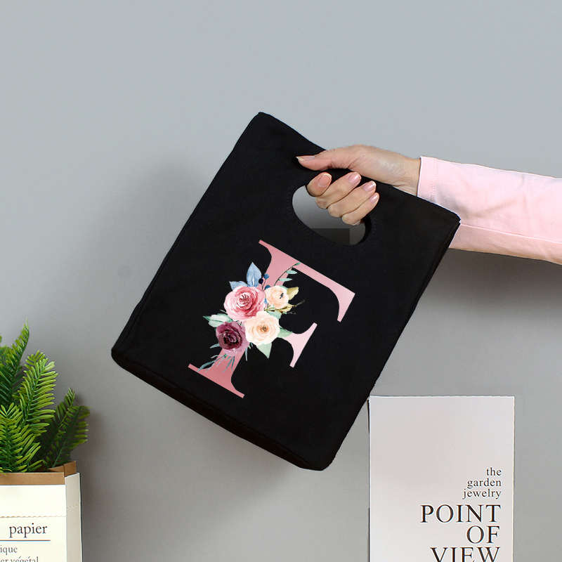 Różowe litery Unisex przenośna torba na Lunch izolowane pudełko na Lunch Tote Bag biuro lodówka pojemnik torba do przechowywania żywności Tote Bag: 9pinkF
