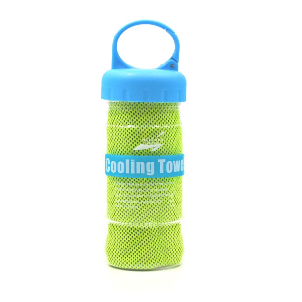 Serviette refroidissante instantanée chaude glace | Avec bouteille, serviette pour cyclisme, Jogging, sport de plein air, soulagement de la chaleur, serviette fraîche réutilisable: Fluorescent Green