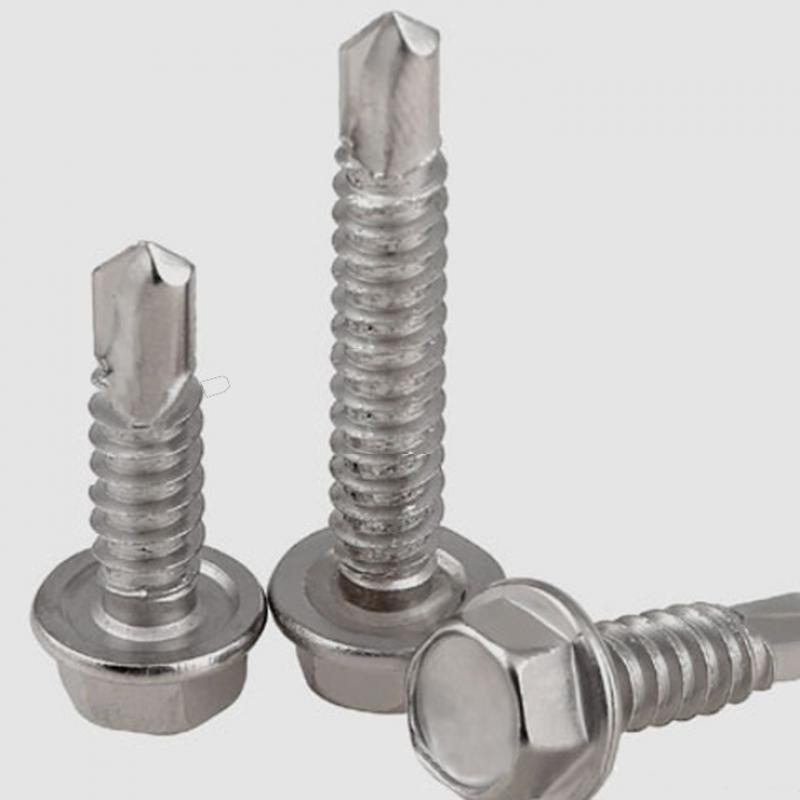 10pcs Self-Drilling Screws 410 Stainless Steel Hex Head Tapping Screw Screws for Attaches Sheet Metal Steel or Steel to Metal