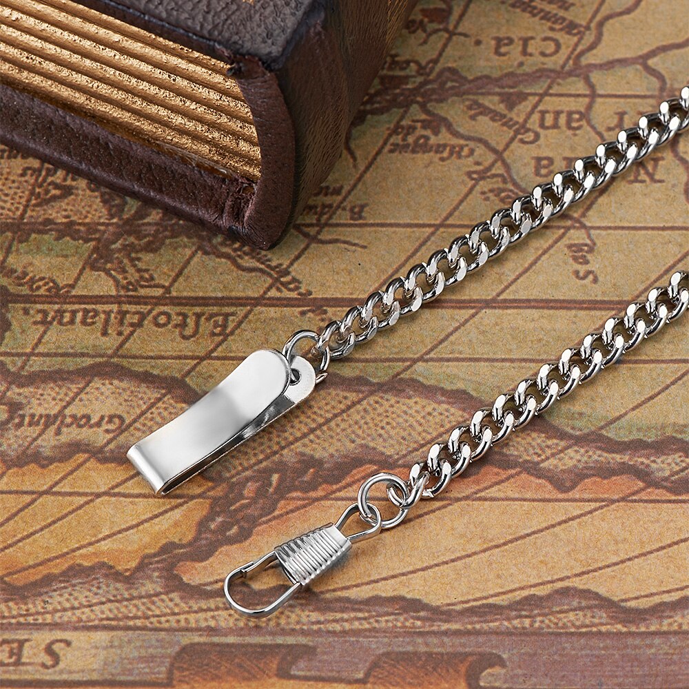 Rustfrit stål lommeur kæde sølv sort guld bronze til mænd kvinder mekanisk lommeur & amp; fob ur: Sølv