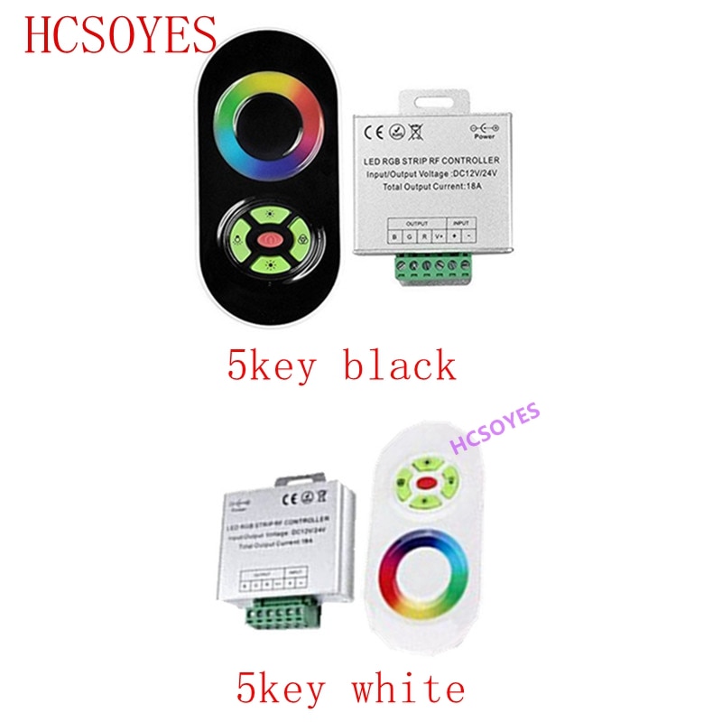DC12V-24V 5key Draadloze Rf Touch Panel Dimmer Rgb Afstandsbediening 18A Rgb Controller Voor 3528 5050 Rgb Led Strip Licht