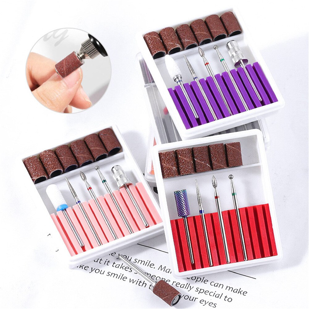 5 Pcs/Set Tungsten Steel Nail Drill Bit Drill Bits for Art Decoration Punte Fresa Unghie Tip Sander Nails Ceramic