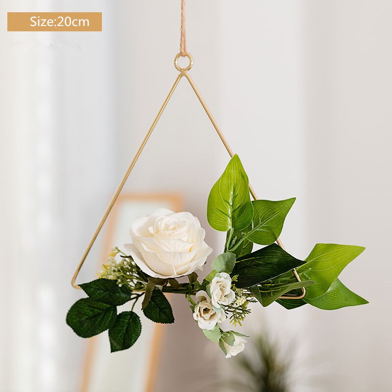 Cilected Smeedijzeren Muur Opknoping Decoratie Guirlande Hennep Touw Opknoping Kunstmatige Bloem Krans Voor Bruiloft Wandkleden Decor: A073R05