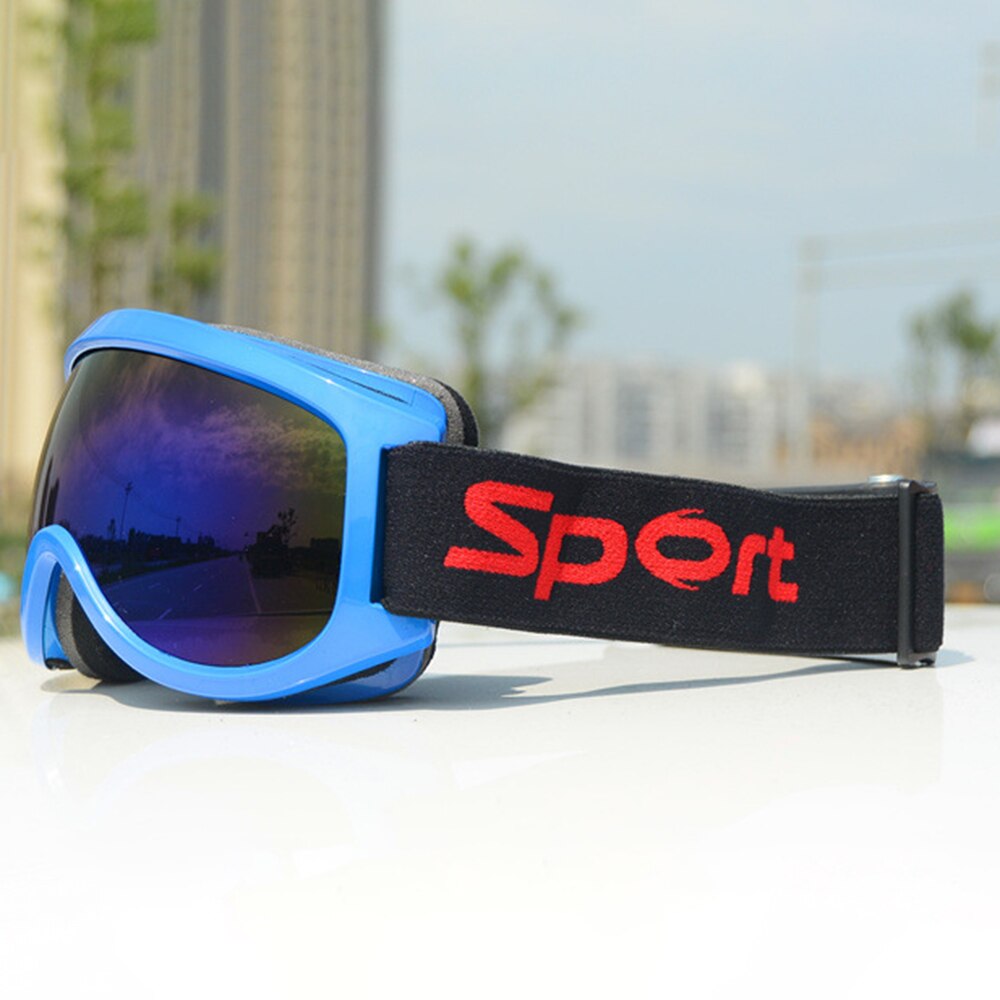 ski goggles lens anti-fog UV400 ski glasses skiing men women snow goggles Safety Eye Protection Glasses Eyewear: Blue frame