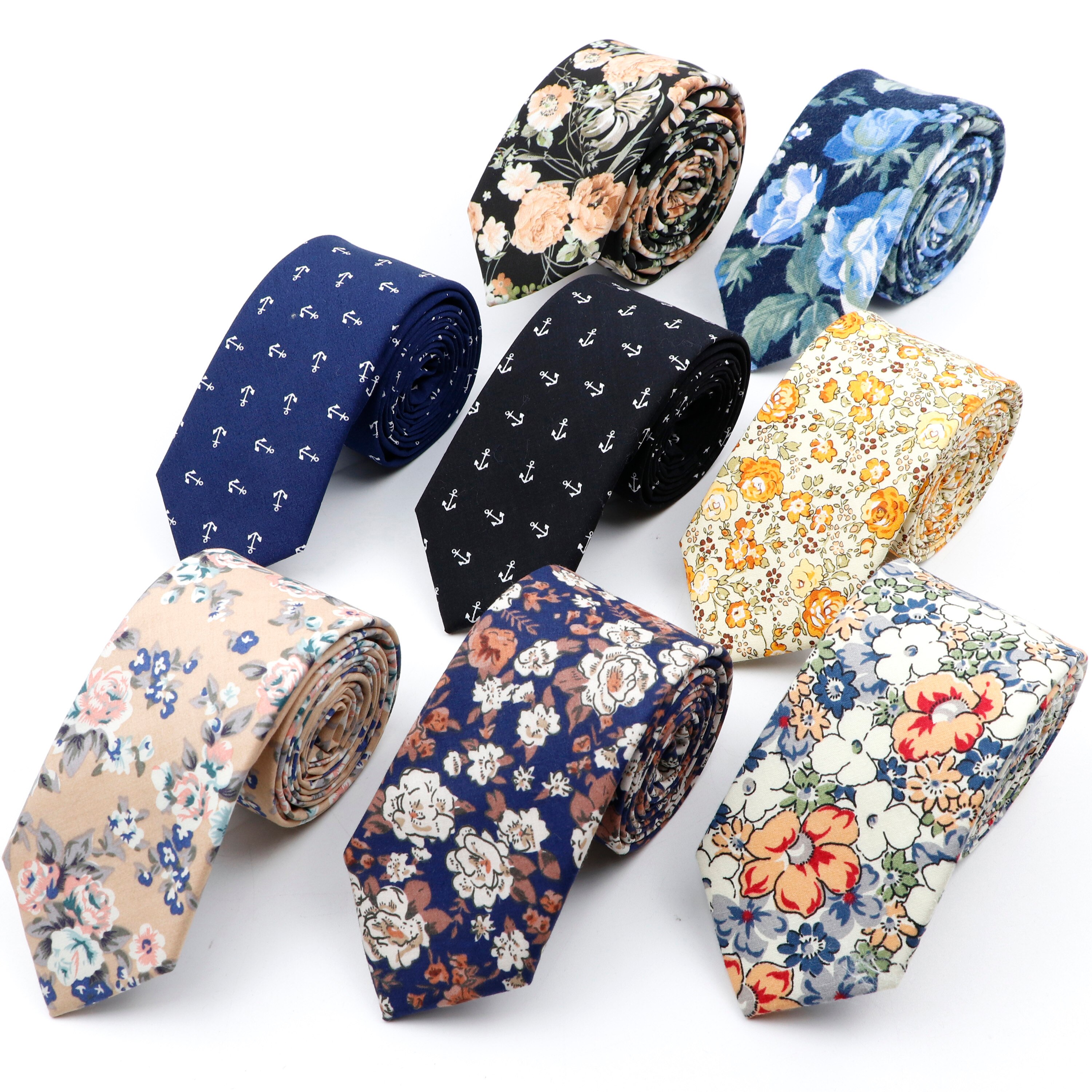 Floral NeckTies For Men Women 6.5CM Casual Cotton Slim Tie Handmade Colourful Flower Wedding Party Gravata Suit Collar